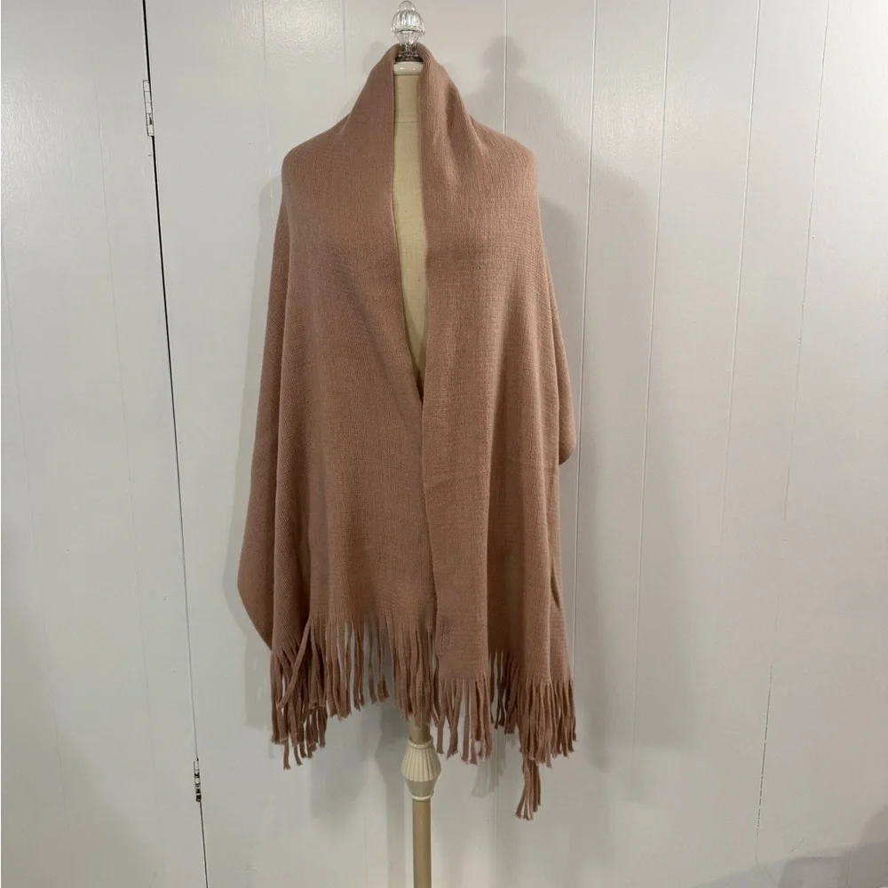Steve Madden | Dusty Rose Oversized Blanket Scarf with Fringe